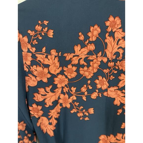 NANETTE Nanette Lepore Dress Women’s Size 2 Navy Floral Pintuck Fit and Flare - Picture 4 of 12